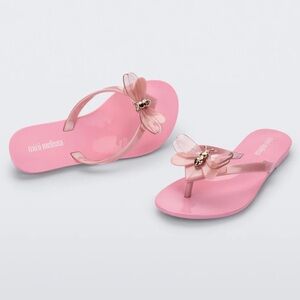 NWT Mini Melissa Harmonic Bugs pink flip flops